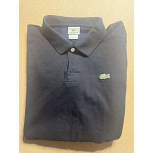 Lacoste Long Sleeve Polo Shirt Mens Size 7 Classic Fit Navy Blue Crocodile Logo